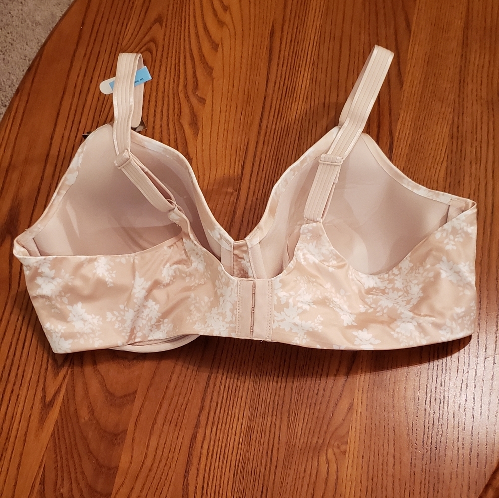 Bali t-shirt bra, tan/white floral print, size 42C - NEW - Picture 6 of 9